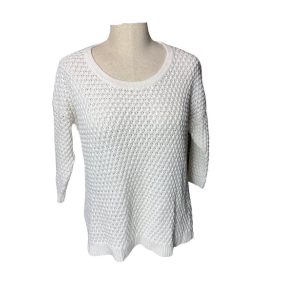 Athleta Sweaters - Athleta White Thin Knit 3/4 Sleeve Sweater M